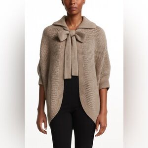 Banana Republic Taupe Merino Wool Cozycore Old Money Heritage Cardigan Cape